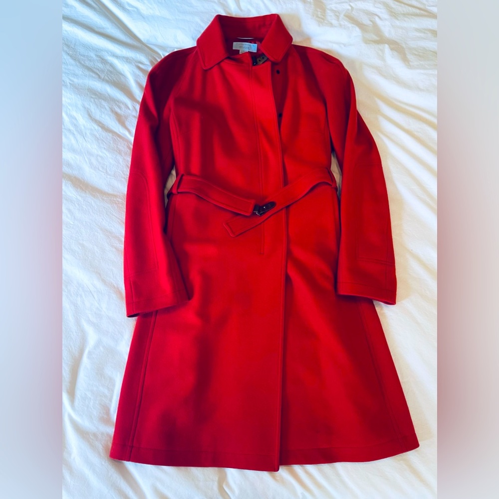 Strenesse Blue burnt orange 100% wool trench coat vintage size 38/medium